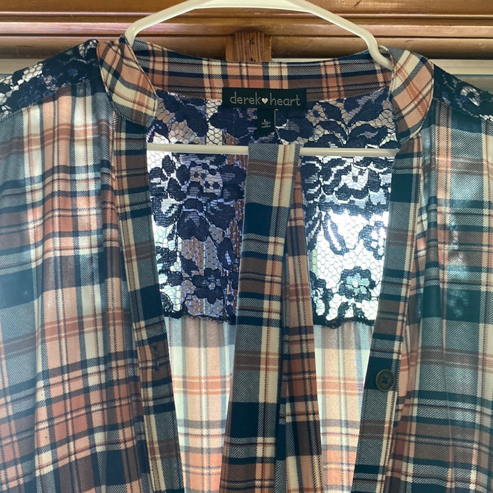 Cute plaid dress with lace and waste tie